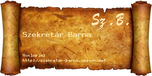 Szekretár Barna névjegykártya